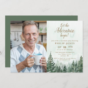 Let The Adventure Begin Forest Photo Retirement Invitation