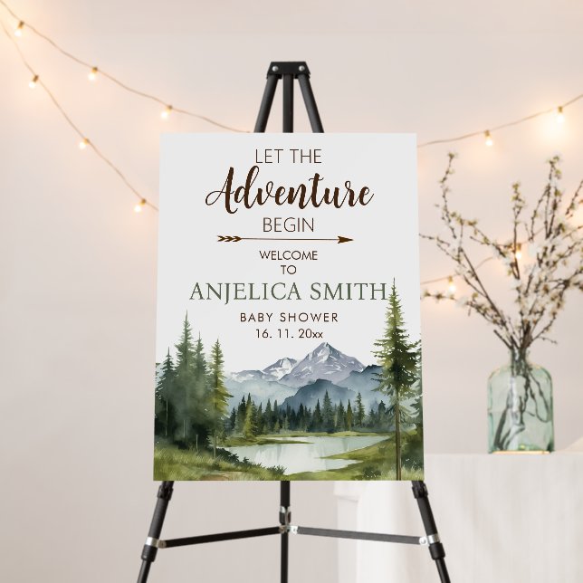 Let the Adventure Begin Forest Rustic Baby Shower Foam Board (In Situ (Stand))