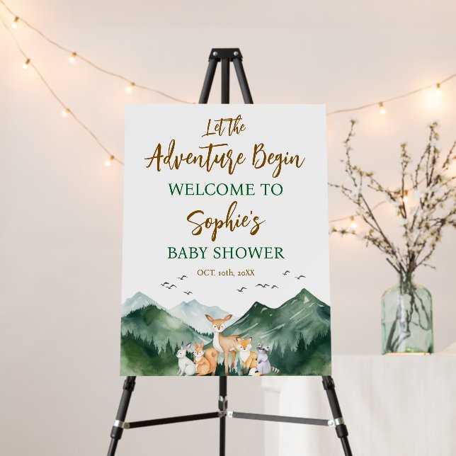 Let the Adventure Begin Forest Rustic Baby Shower Foam Board (In Situ (Stand))