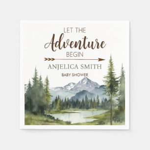 Let the Adventure Begin Forest Rustic Baby Shower Napkins
