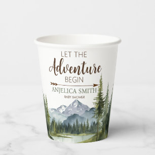 Let the Adventure Begin Forest Rustic Baby Shower Paper Cups