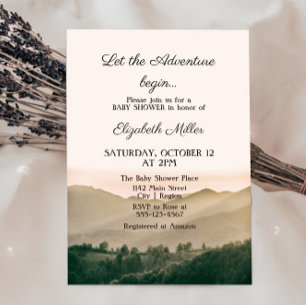 Let The Adventure Begin Gender Neutral Baby Shower Invitation