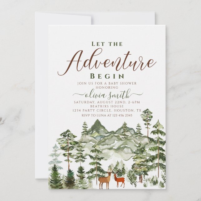 Let the Adventure Begin Gender Neutral Baby Shower Invitation (Front)