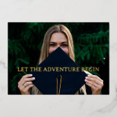 Let the Adventure Begin Graduation Farewell Party Foil Invitation | Zazzle