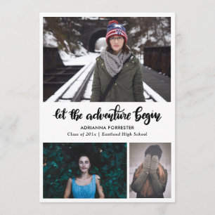Let The Adventure Begin Handwritten   Graduate Invitation