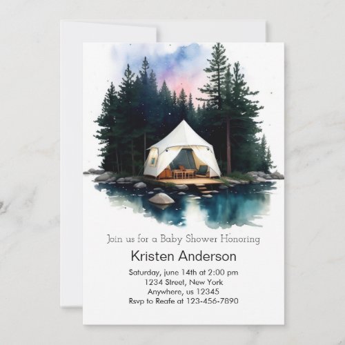 Let the Adventure Begin in the Woods Baby Shower Invitation