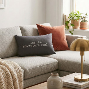 Let The Adventure Begin Modern Minimalist Quote Accent Pillow