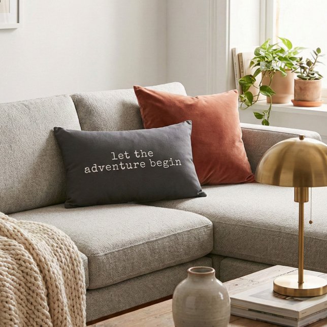 Let The Adventure Begin Modern Minimalist Quote Accent Pillow (Creator Uploaded)