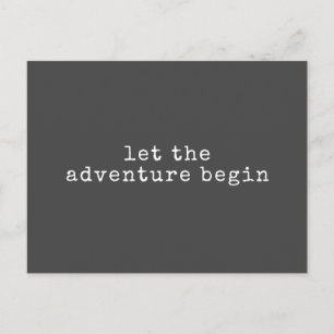 Let The Adventure Begin Modern Minimalist Quote Postcard