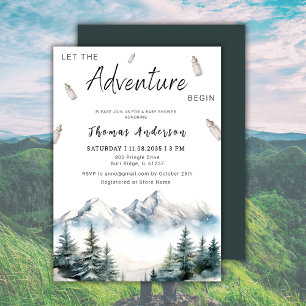 Let The Adventure Begin Mountain Baby Shower Invitation