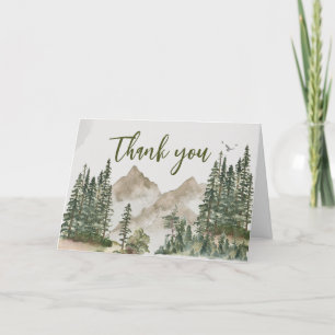 Let the Adventure Begin Mountain Baby Shower Letterpress Thank You Card