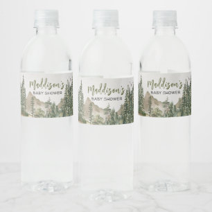 Let the Adventure Begin Mountain Baby Shower Water Bottle Label