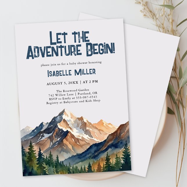 Let The Adventure Begin Mountain Boy Baby Shower  Invitation (Let The Adventure Begin Mountain Boy Baby Shower Invitation)