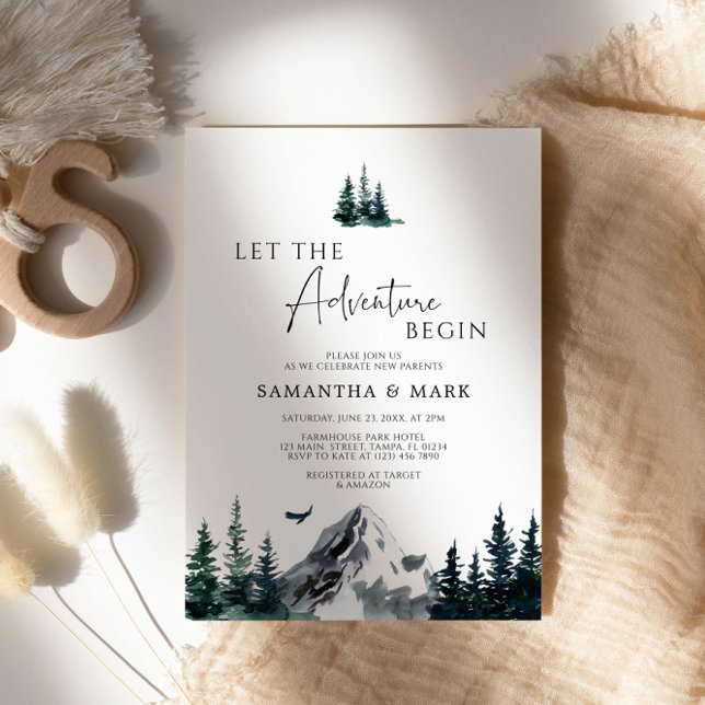 Let The Adventure Begin Mountain Boy Baby Shower Invitation (Creator Uploaded)