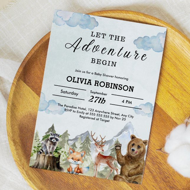 Let the Adventure Begin Mountain Boy Baby Shower  Invitation (Let the Adventure Begin Mountain Boy Baby Shower Invitation )