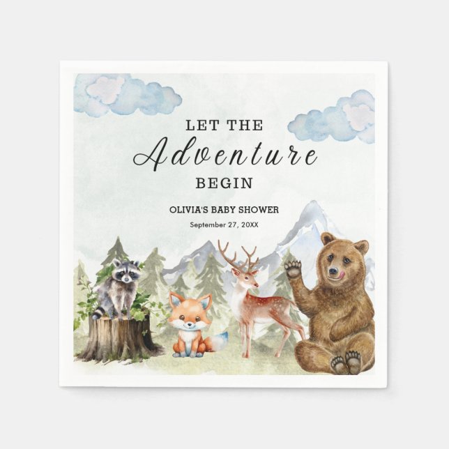 Let the Adventure Begin Mountain Boy Baby Shower  Napkins (Front)