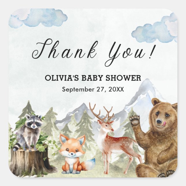 Let the Adventure Begin Mountain Boy Baby Shower  Square Sticker (Front)