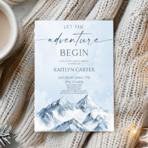 Let The Adventure Begin Mountain Bridal Shower Invitation