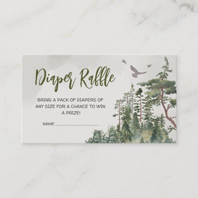 Let the Adventure Begin Mountain Diaper Raffle Enclosure Card (Front)