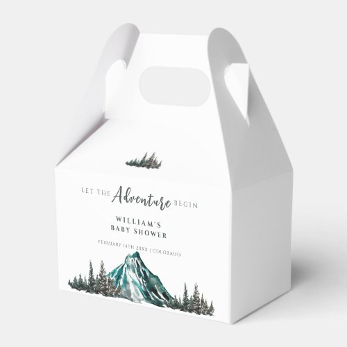 Let The Adventure Begin Mountain Pine Baby Shower Favor Boxes