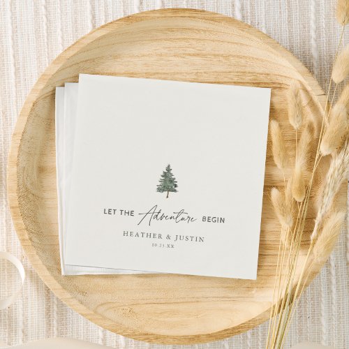 Let The Adventure Begin Mountain Wedding  Napkins