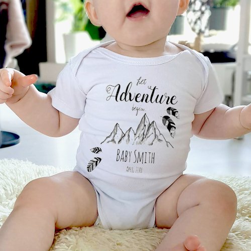 Let the Adventure begin personalizable name Baby Bodysuit