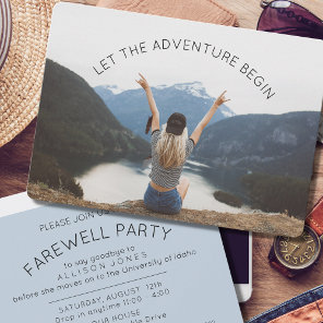 Let the Adventure Begin Photo Farewell Party Invit Invitation