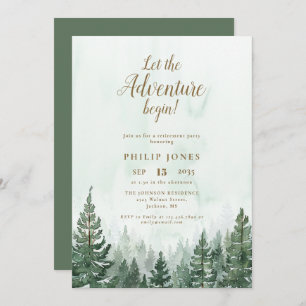 Let The Adventure Begin Pine Forest Retirement Invitation