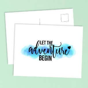 ‘Let the Adventure Begin’ Quote Postcard