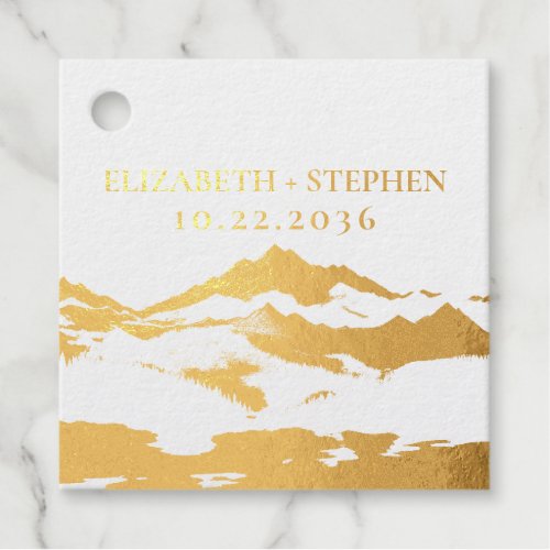 Let The Adventure Begin Real Gold Mountain Wedding Foil Favor Tags