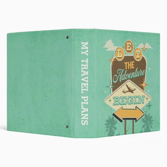 Let the adventure begin retro style design 3 ring binder (Background)