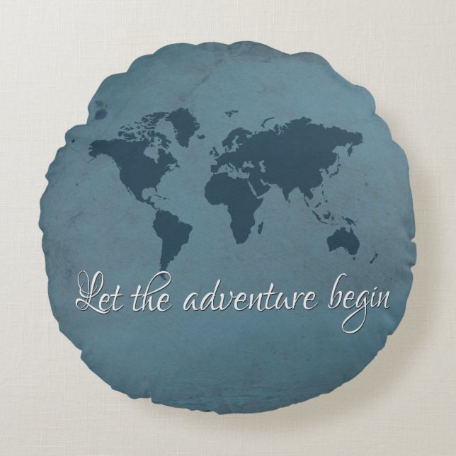 Let the adventure begin round pillow (Front)