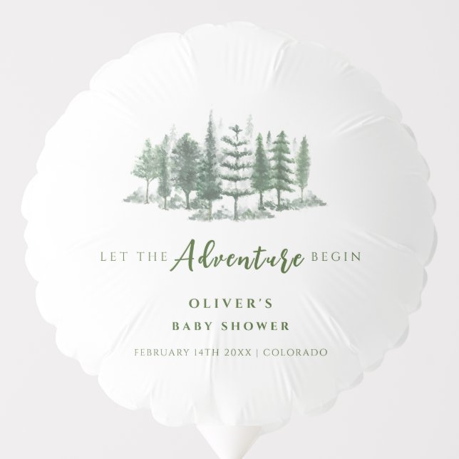 Let The Adventure Begin Rustic Forest Baby Shower Balloon (Front)