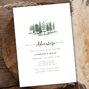 Let The Adventure Begin Rustic Forest Baby Shower Invitation