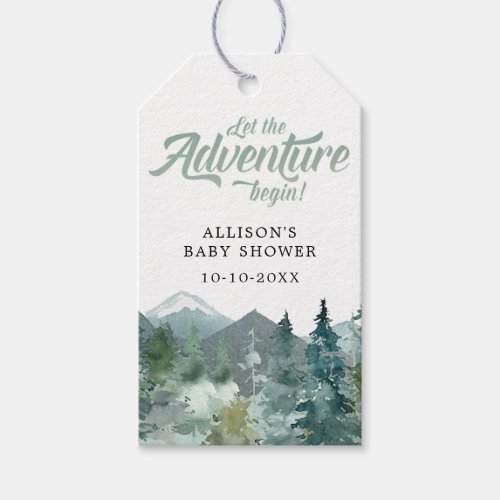Let the Adventure Begin rustic mountains nature Gift Tags