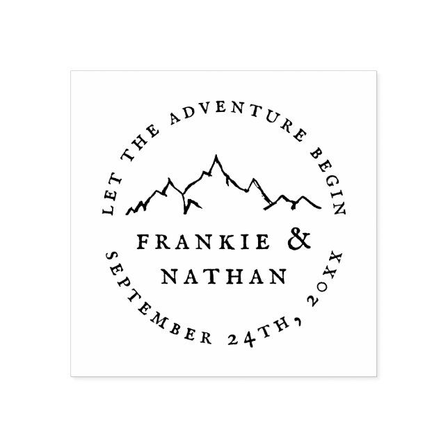 Let The Adventure Begin | Rustic Save The Date Rubber Stamp (Imprint)