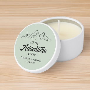 Let The Adventure Begin Sage Green Wedding Mini Candle Favors