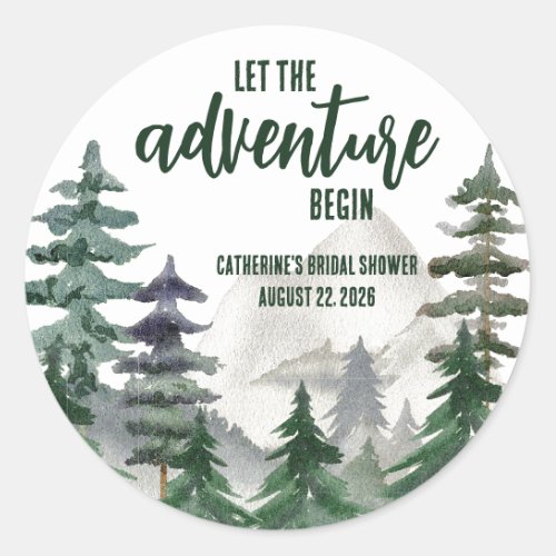 Let the Adventure Begin  Shower Favor Gift Classic Round Sticker