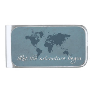 Let the adventure begin silver finish money clip