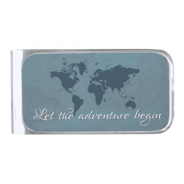 Let the adventure begin silver finish money clip (Front)