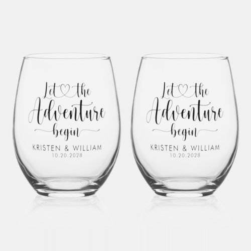 Let The Adventure Begin Stemless Wine Glass