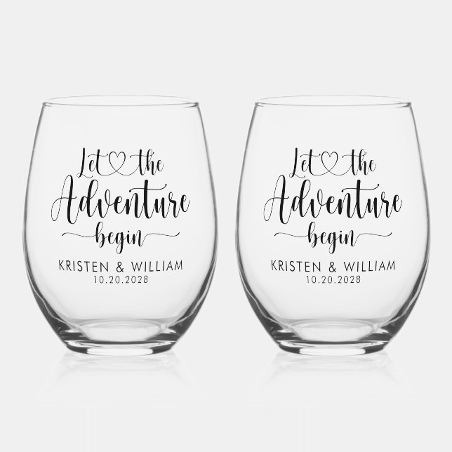 Let The Adventure Begin Stemless Wine Glass (Front)