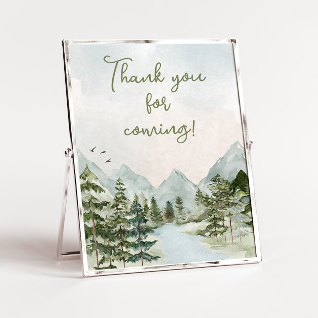 Let the Adventure Begin Thank you for Coming Poster (Forest Baby Shower Thank you for Coming Sign)