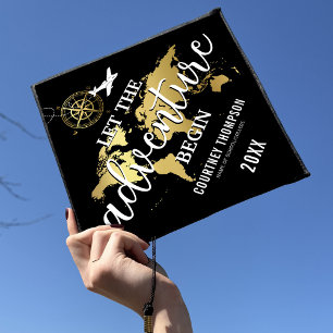 Let the Adventure Begin Travel Graduation Cap Topper