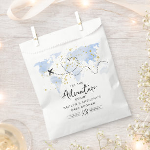 "Let The Adventure Begin!" Travel Map Baby Shower Favor Bag