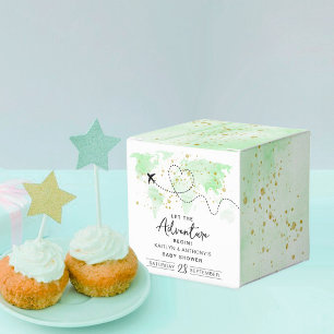 "Let The Adventure Begin!" Travel Map Baby Shower Favor Boxes