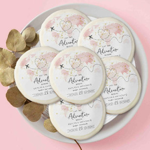 "Let The Adventure Begin!" Travel Map Baby Shower Sugar Cookie