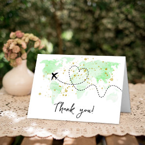 "Let The Adventure Begin!" Travel Map Baby Shower Thank You Card