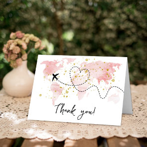 "Let The Adventure Begin!" Travel Map Baby Shower Thank You Card