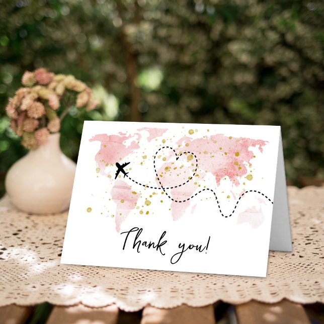 "Let The Adventure Begin!" Travel Map Baby Shower Thank You Card (Creator Uploaded)